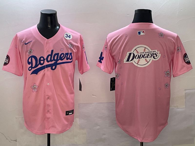 Men Los Angeles Dodgers Blank Pink Sakura Edition 2025 Nike MLB Jersey style 28